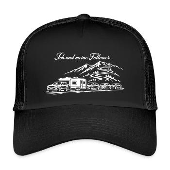 Ich und meine Follower | Berge Roadtrip | Stau - Kinder Trucker-Cap - Schwarz/Schwarz - Vorne
