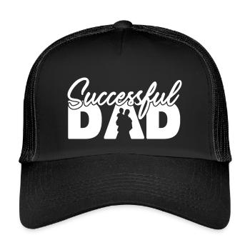 Successful Dad Silhouette Bold Typography Art - Kids’ Trucker Cap - black/black - Front