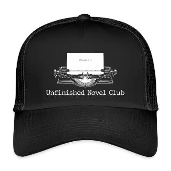 Unfinished Novel Club Bookish Writer Aesthetic - Kids’ Trucker Cap - black/black - Front