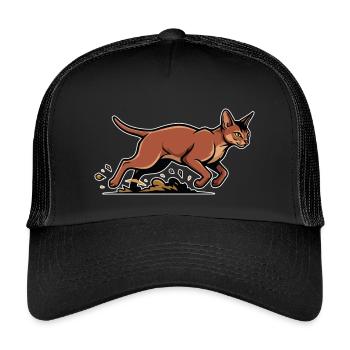 Abyssinian Cat Running Speed Portrait Sport - Kids’ Trucker Cap - black/black - Front