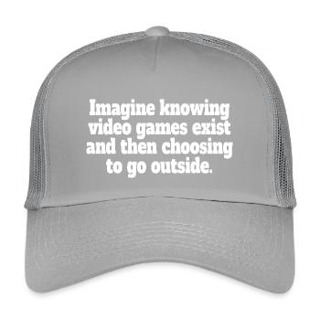 Imagine Video Games Exist PC Gamer Gaming Zocker - Kids’ Trucker Cap - light grey - Front