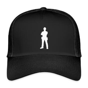 Construction Worker Construction Silhouette - Kids’ Trucker Cap - black/black - Front
