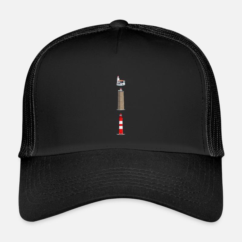 Leuchttürme Ameland, Terschelling, Marken - Kinder Trucker-Cap - Schwarz/Schwarz