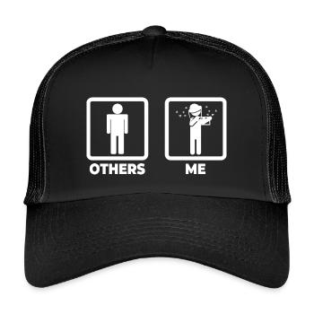 Imker Strichmännchen - Kinder Trucker-Cap - Schwarz/Schwarz - Vorne