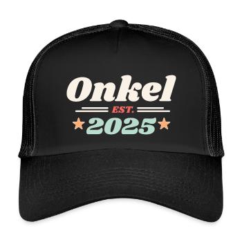 Onkel Est 2025 Ich werde Onkel Retro Style - Kinder Trucker-Cap - Schwarz/Schwarz - Vorne