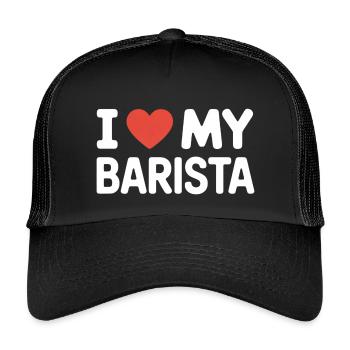 I Love My Barista Coffee Lover Barista Fan - Kids’ Trucker Cap - black/black - Front
