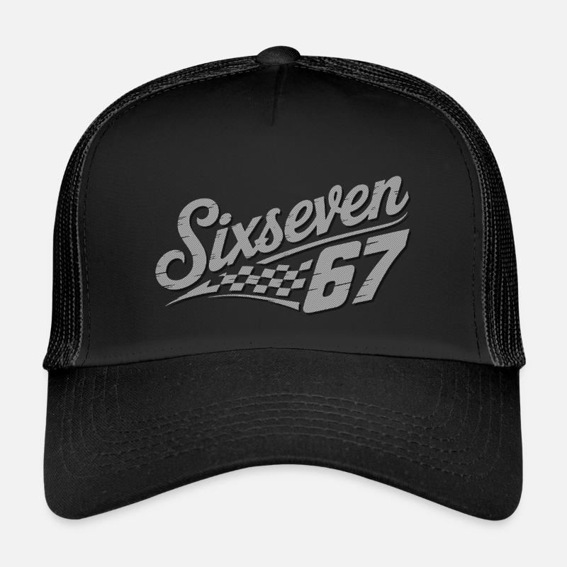 Six Seven Schachbrettflagge - Kinder Trucker-Cap - Schwarz/Schwarz