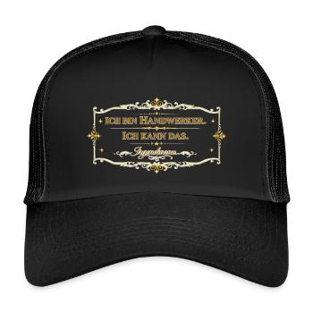 Vintage Handwerker Spruch - Kinder Trucker-Cap - Schwarz/Schwarz - Vorne