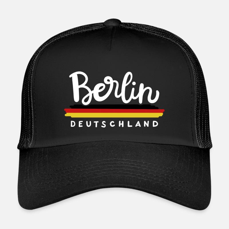 Berlin Deutschland Deutsche Flagge - Kinder Trucker-Cap - Schwarz/Schwarz