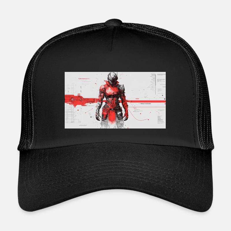 Futuristischer Cyber-Samurai - Kinder Trucker-Cap - Schwarz/Schwarz