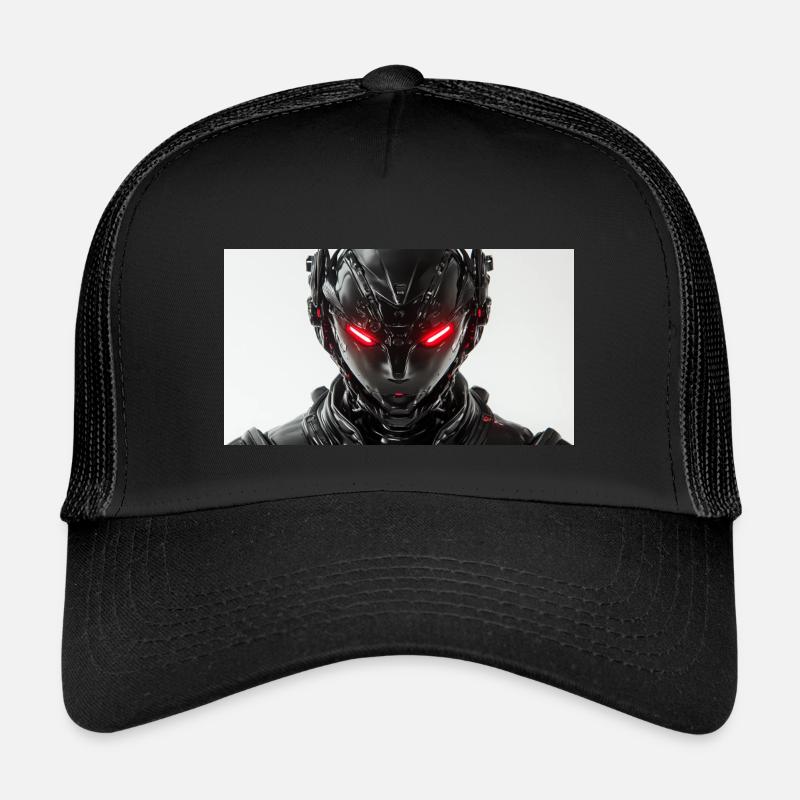 Futuristischer Roboter mit rot leuchtenden Augen - Kinder Trucker-Cap - Schwarz/Schwarz