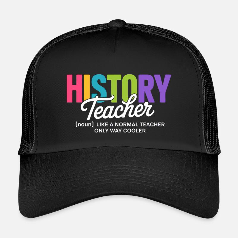History Teacher Quote with Colourful Text - Kids’ Trucker Cap - black/black