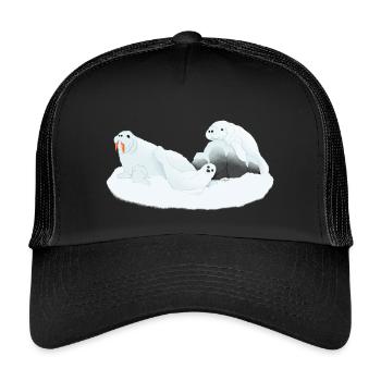 Tazz Talks | Arctic Slumber Seals - Kids’ Trucker Cap - black/black - Front