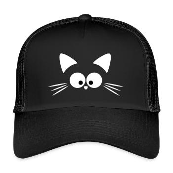 Chat Blanc Mignon | Tee-Shirt Kawaii Minimal - Casquette trucker enfant - noir/noir - Devant