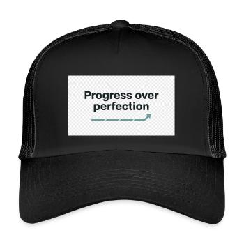 Typography_design_text_progress_over_perfectio - Casquette trucker enfant - noir/noir - Devant