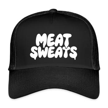Meat Sweats BBQ Saying Meat Humor - Kids’ Trucker Cap - black/black - Front
