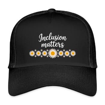 Inclusion matters with flower necklace - Kids’ Trucker Cap - black/black - Front