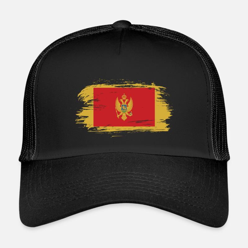 Montenegro Vintage Flagge - Kinder Trucker-Cap - Schwarz/Schwarz
