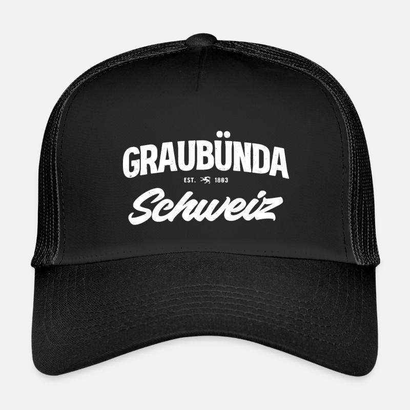 Graubünden Schweiz Vintage Logo - Kinder Trucker-Cap - Schwarz/Schwarz