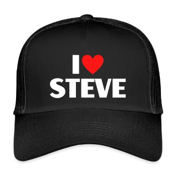 I love Steve Rotes Herz Romantischer Name Fan - Kinder Trucker-Cap - Schwarz/Schwarz - Vorne