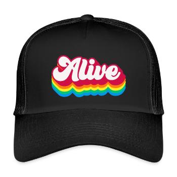 Alive – Retro Rainbow 70s - Kinder Trucker-Cap - Schwarz/Schwarz - Vorne