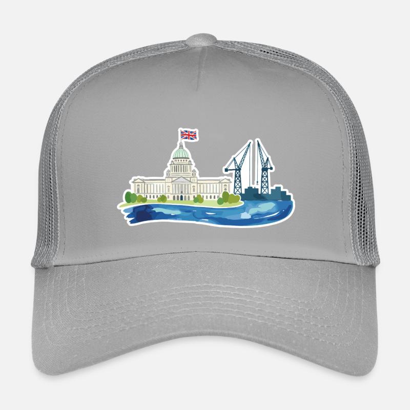 Belfast Skyline City Hall & Cranes UK Kinder Trucker-Cap