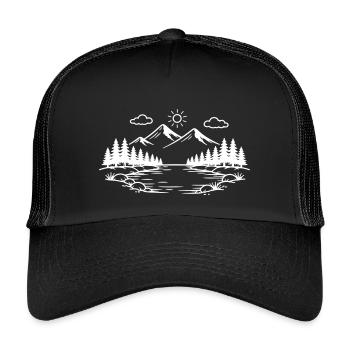Icône nature des montagnes en plein air - Casquette trucker enfant - noir/noir - Devant