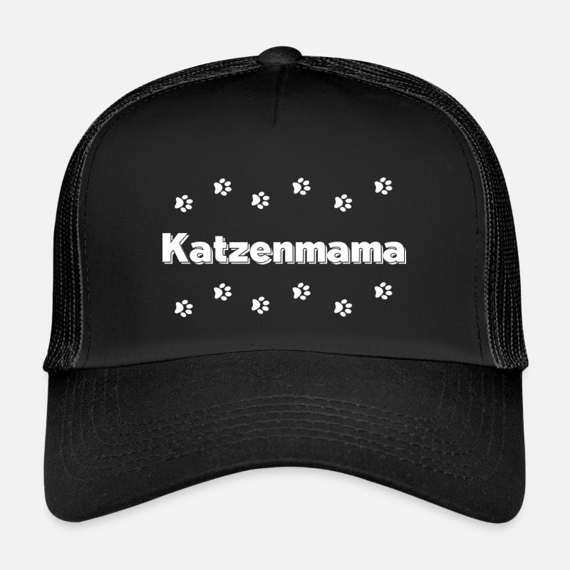 Katzenmama - Kinder Trucker-Cap - Schwarz/Schwarz