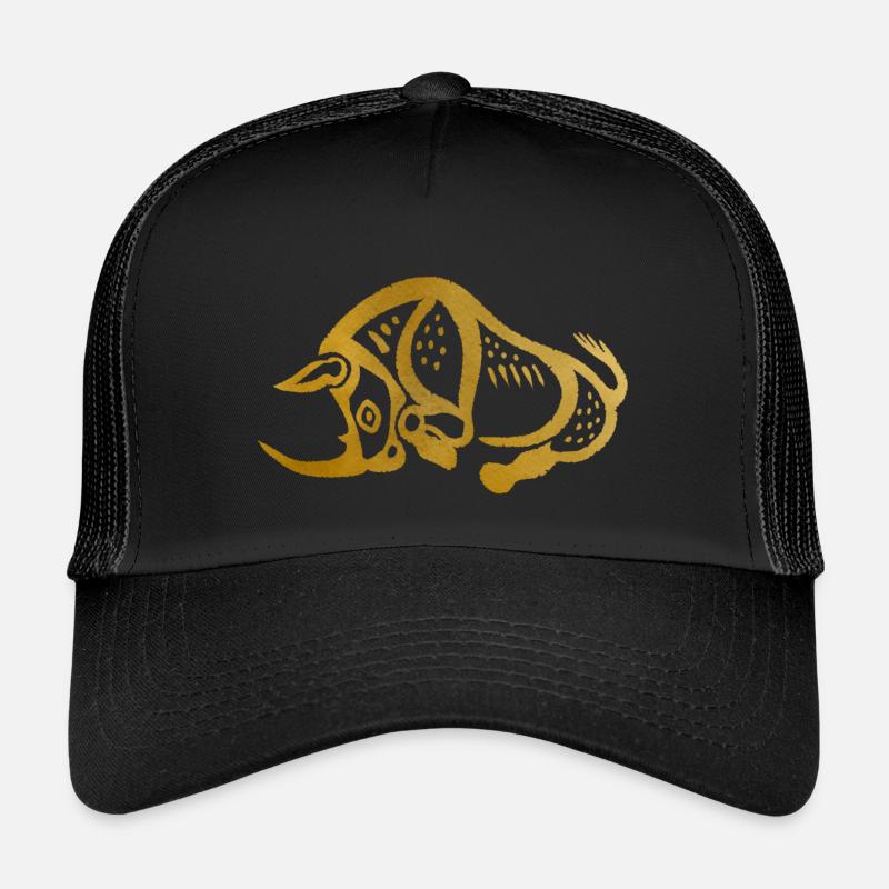 Glyphe "Nashorn" - Kinder Trucker-Cap - Schwarz/Schwarz