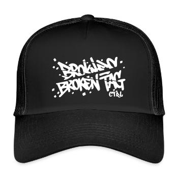 broken-tag-dos - Kids’ Trucker Cap - black/black - Front