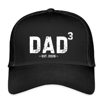 Dad Cubed Est 2026 Third Time Dad of Three Kids - Kids’ Trucker Cap - black/black - Front