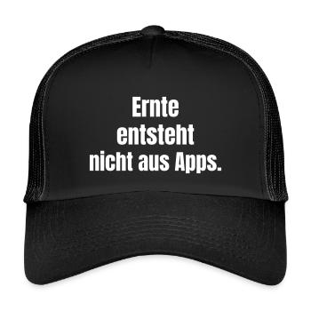 Harvest doesn't come from apps. - Kids’ Trucker Cap - black/black - Front
