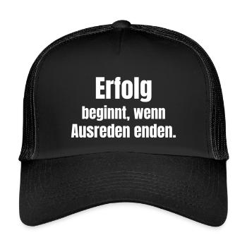 Erfolg beginnt, wenn Ausreden enden - Kinder Trucker-Cap - Schwarz/Schwarz - Vorne