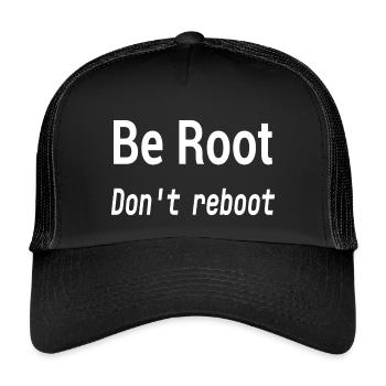 Be Root Don’t Reboot – Geek Humor  - Kids’ Trucker Cap - black/black - Front