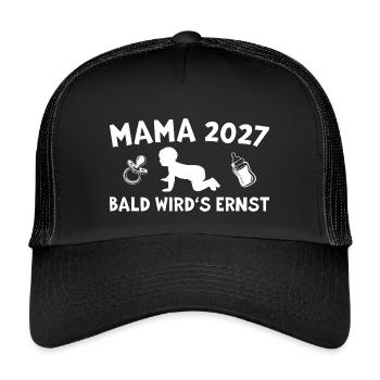 Maman 2027 Bientôt ça devient sérieux Grossesse - Casquette trucker enfant - noir/noir - Devant