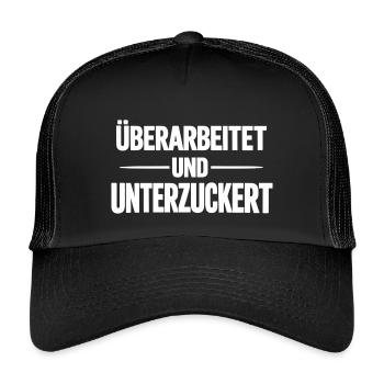 Überarbeitet und unterzuckert weiss - Kinder Trucker-Cap - Schwarz/Schwarz - Vorne