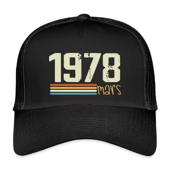 Vintage März 1978 - Kinder Trucker-Cap - Schwarz/Schwarz - Vorne