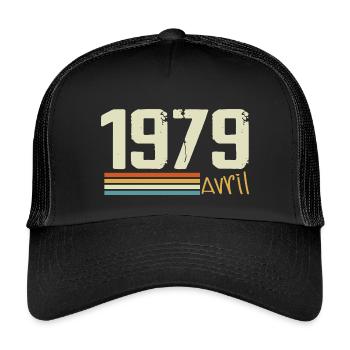 Né en avril 1979 - Casquette trucker enfant - noir/noir - Devant