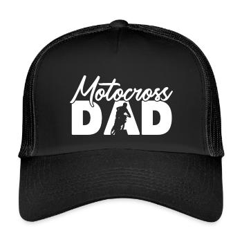 Motocross Dad Silhouette Dirt Bike Sports Art - Kids’ Trucker Cap - black/black - Front