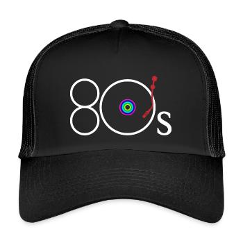 Retro Turntable Arm Rainbow Record Player Art - Kinder Trucker-Cap - Schwarz/Schwarz - Vorne