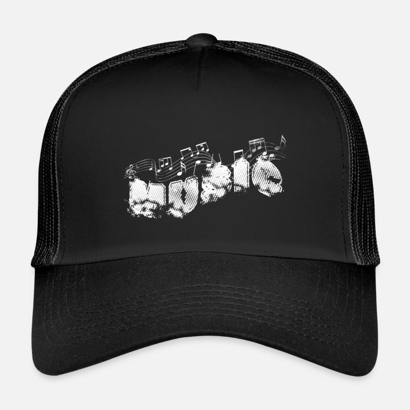 MUSIC Typo mit Noten - Kinder Trucker-Cap - Schwarz/Schwarz
