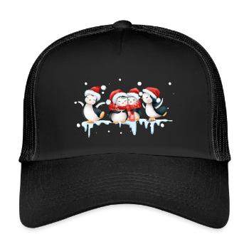 Lustige Pinguin Weihnachten - Kinder Trucker-Cap - Schwarz/Schwarz - Vorne
