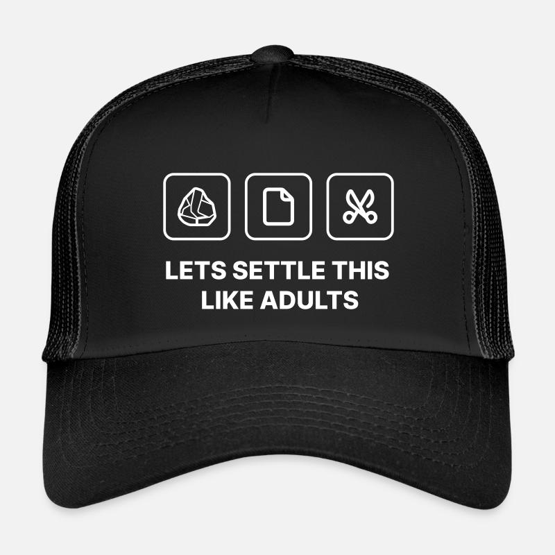 Lets settle this like adults - Stone Paper Scissors - Kids’ Trucker Cap - black/black