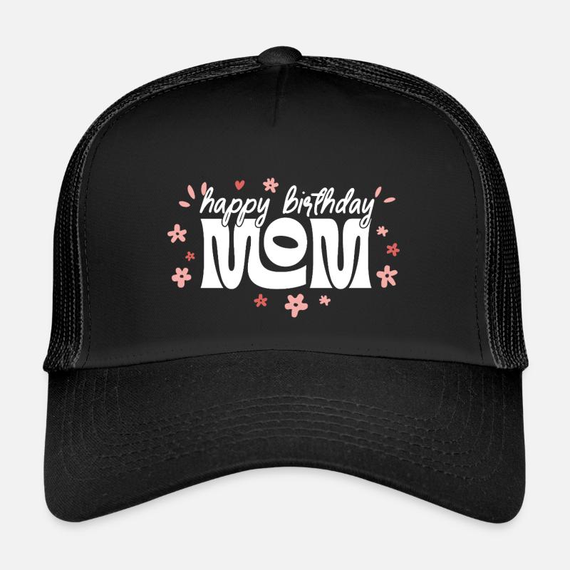 Geburtstag Mama Blütendesign, Happy Birthday Mama - Kinder Trucker-Cap - Schwarz/Schwarz