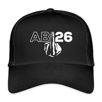 ABI 2026 Mittelfinger Abitur - Geschenk - Kinder Trucker-Cap - Schwarz/Schwarz - Vorne