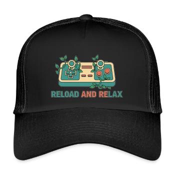 Manette de jeu rétro Reload and Relax - Casquette trucker enfant - noir/noir - Devant
