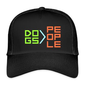 Chiens sur les gens, chien Drôle de proverbe antisocial - Casquette trucker enfant - noir/noir - Devant