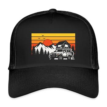 Dachzelt Camping Shirt für Offroad Fans - Kinder Trucker-Cap - Schwarz/Schwarz - Vorne