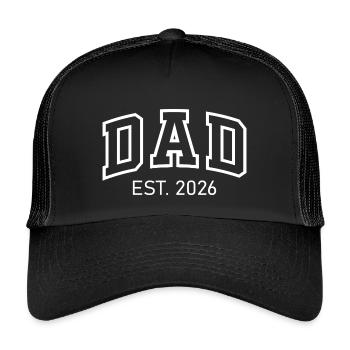 Dad Est. 2026 Baby Loading 2026 - Kids’ Trucker Cap - black/black - Front