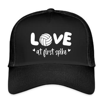 Love at First Spike Funny Volleyball - Kids’ Trucker Cap - black/black - Front